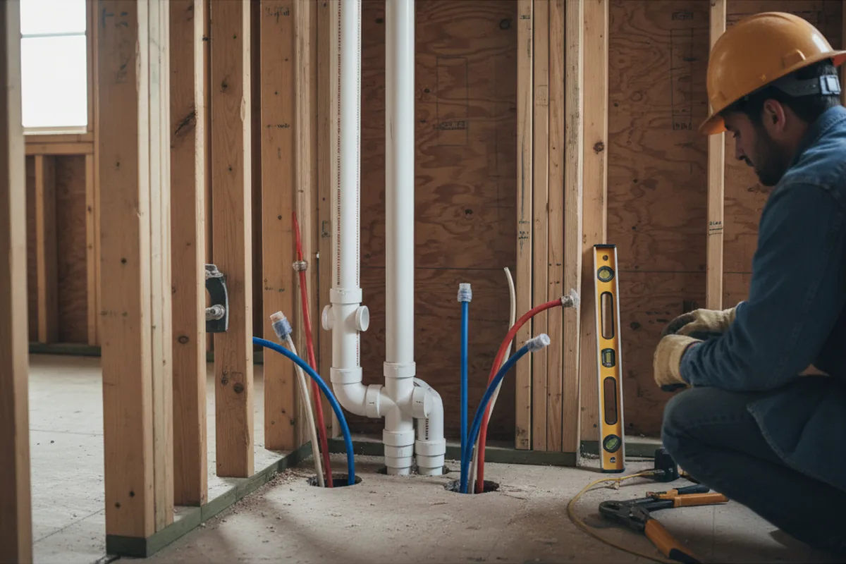 Drain and supply rough-in during Drain Cleaning in Inglewood